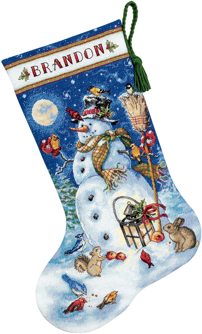 Dimensions Gold Collection Counted Cross Stitch Kit 16" Long-Snowman & Friends Stocking